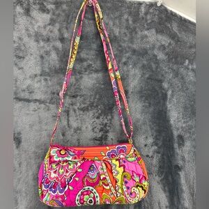 Vera Bradley Pink Swirls Frannie Crossbody Bag Purse Orange Pink Teal Bandana